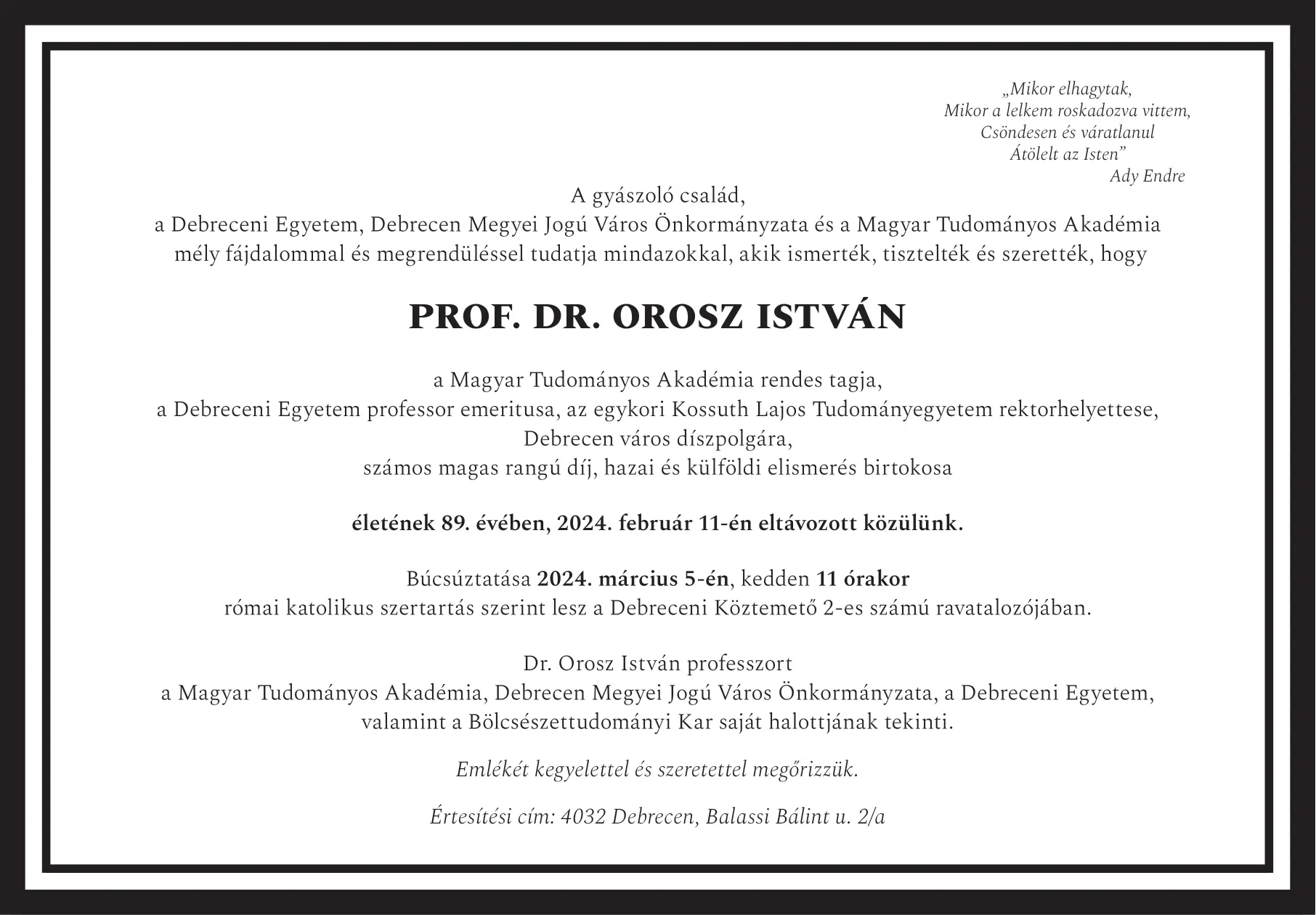 Orosz Istv&aacute;n gy&aacute;szjelent&eacute;s