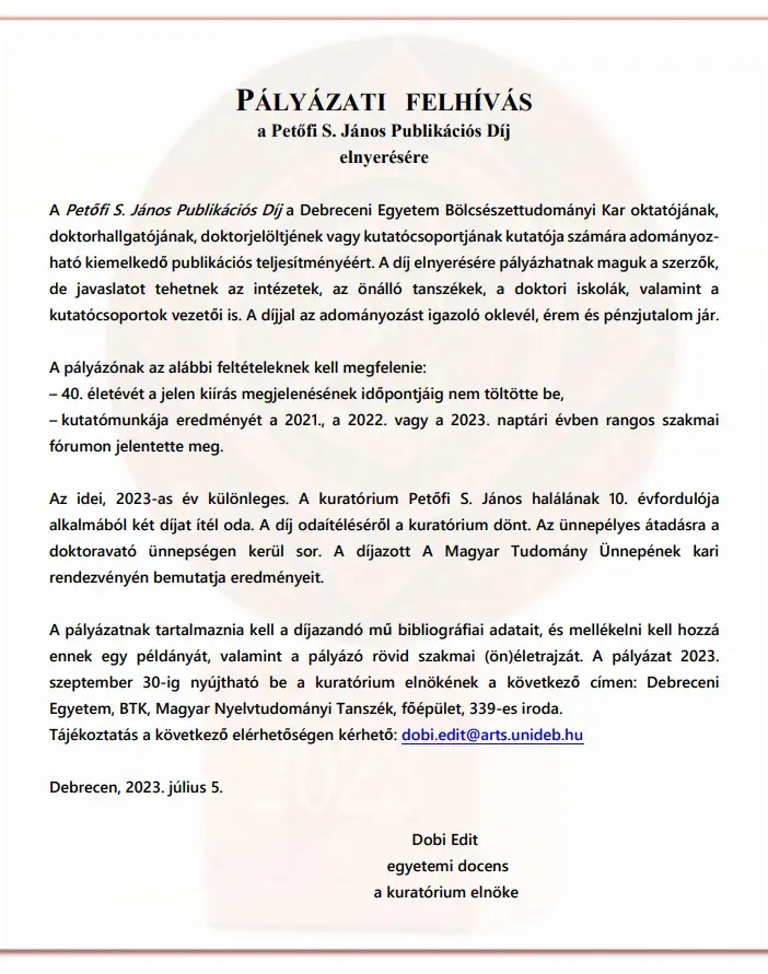 Petőfi S. J&aacute;nos d&iacute;j