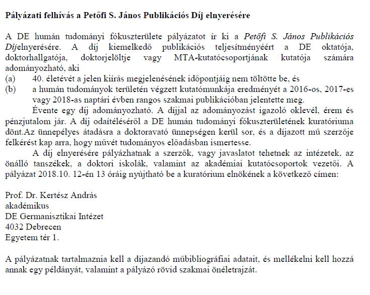 Petőfi S. J&aacute;nos-d&iacute;j