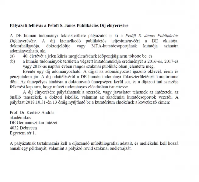 Petőfi S. J&aacute;nos-d&iacute;j