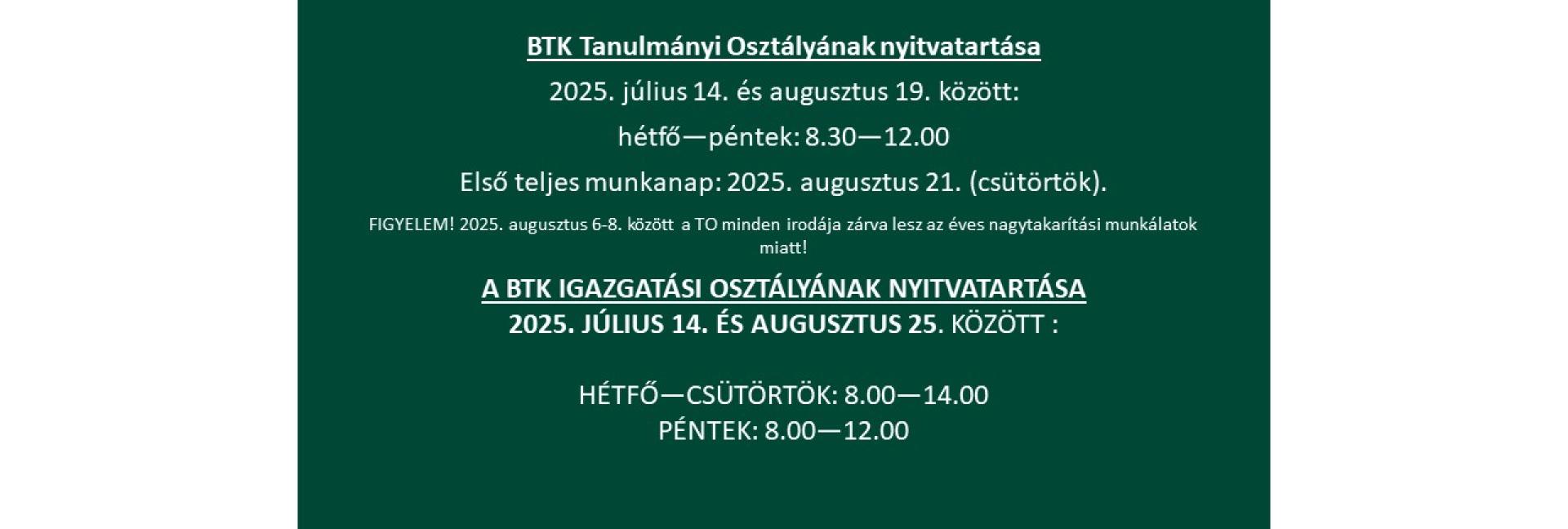 nyári nyitvatartás